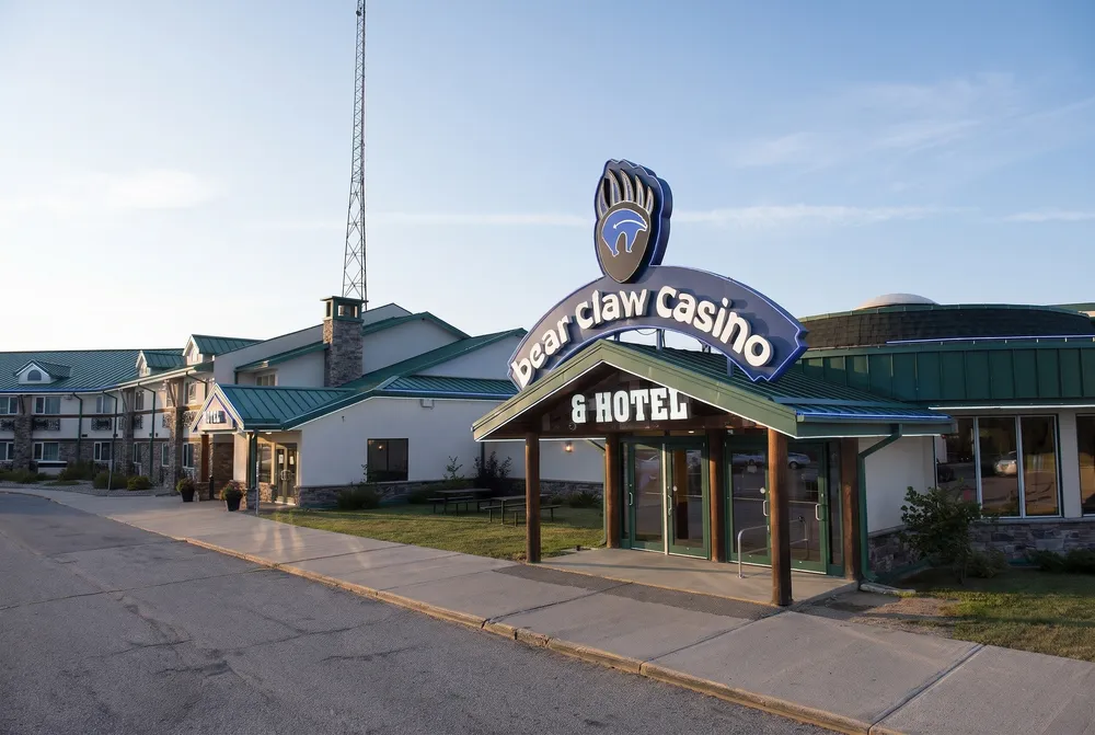 Bear Claw Casino and Hotel entrance in morning light